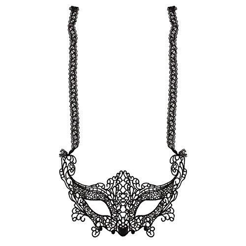 Ciaoed Lady Lace Face Eye Black Mask & Gloves for Venetian Carnival Masquerade Party Night - 8