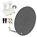 Produktbild HD Digital SAT Anlage 2 Teilnehmer 2 Satelitten 80cm Spiegel Anthrazit + Monoblock Twin LNB Astra Hotbird 0,1dB Full HDTV 4K + Vergoldete F-Stecker Gratis dazu im Set