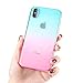 Produktbild Pnizun - Ultra Slim Double Color Gradient-Kasten für iPhone XR X 8 Plus 7 weiche TPU Cases für iPhone 6S 6 Plus 6 S 5S 5 Se XS Max [grün, Rosa, Für XS MAX (6.5)]