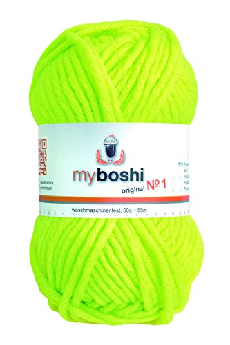 50 g myboshi Wolle zum Häkeln oder Stricken von Mützen (185 neongelb)