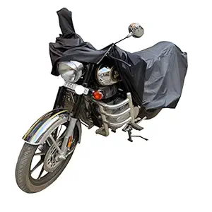 BIGZOOM Tested 100% Waterproof Bike Body Cover Compatible with Royal Enfield Classic 350 with Double Mirror Pocket (Black)