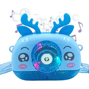 VikriDa Cute Camera Shape Bubble Machine with Lights , Music and Bubble Solution (Style4) Assorted Colors