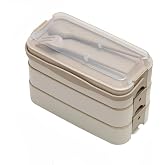 Orret Home 1260 ml 3 Tiers 6 Compartment BPA-Free PP Plastic Expeditionary Transport and Feeding Bag, Bento Lunch Box with Lock, Microwave