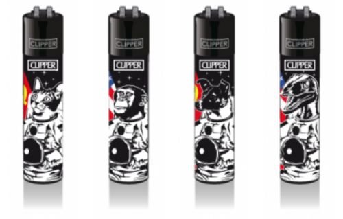 CLIPPER®-Feuerzeuge - Motiv "Astronaut Animals" - 4 Stück - nachfüllbar