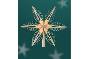 Rudolphs Schatzkiste Baumschmuck Christbaumspitze EL. Beleuchtet Mittig mit Holzstern(Beidseitig) BxHxT=31x27x4cm NEU Weihnachten Christbaum Baum Spitze Holzschmuck Holz Seiffen Erzgebirge D