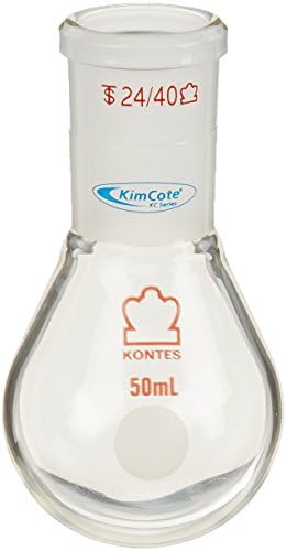 Kontes KC25165-50 Heavy Wall Recovery Flask with Square 24/40 Joint Bead and Plastic Safety Coating, 50mL Capacity