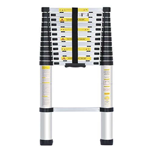 Preisvergleich Produktbild Finether Teleskopleiter, tragbar, Aluminium, 13 Sprossen, maximales Traggewicht 150 kg, Multifunktions-Sprossenleiter 84 cm bis 3.8 m.