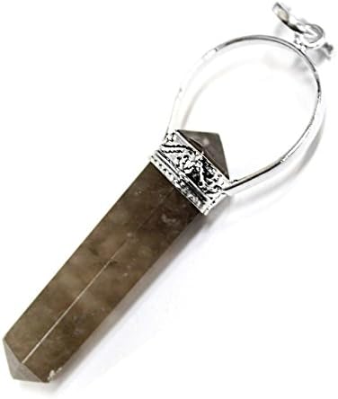 1 (One) Smokey Quartz Point Pendant with Silver Tone Bail Rp Exclusive COA AM15B4-05