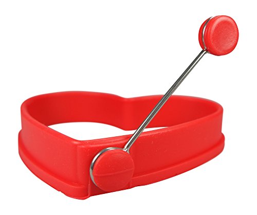 Chefrino Spiegeleiform für Bratpfanne – 2er Pack Pfannkuchen-Form Herz aus Silikon (rot) - 4