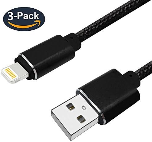 HOISAN Lightning Cable 3Pack 6FT iPhone Charger Cable Nylon Braided 8-Pin iPhone Charging Cord Compatible with iPhone X /8 /8 Plus /7 /7 Plus /6s /6s Plus /6 /6 Plus /SE /5 /5s /5c /iPad /iPod &amp; More