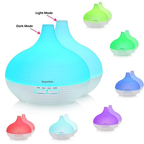 Tepoinn 300ml Aroma Diffusor Luftbefeuchter Ultraschall mit LED Farbwechsel Duftzerstäuber Humidifier Essential Oil Diffuser Purifier für Babies Kinder Haus Yoga Büro Spa – Weiß (300ml) - 2