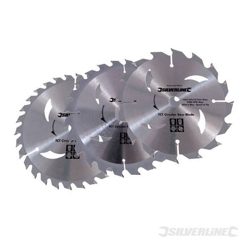  Power Tool Accessories Circular Saw Blades TCT Circular Saw Blades 3pk 150 x 20 - 16, 12.75mm rings Suitable for hardwood, softwood, chipboards and other composite materials. Hardened and strengthened for longer life. 16, 24 and 30 teeth. 