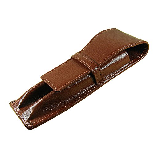Caffè doppia penna penna in vera pelle/marrone 2 penna della carta Holder