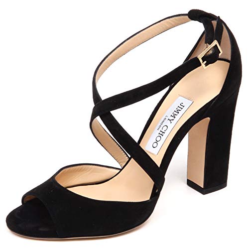 JIMMY CHOO F0850 Sandalo Donna Black Carrie Scarpe Suede Sandal Shoe Woman [38.5]
