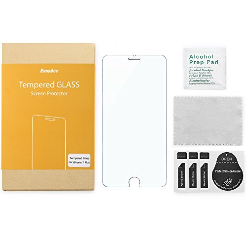 EasyAcc iPhone 7 Plus Panzerglasfolie for Klar Anti-Kratz Screen Protector Displayschutz Displayfolie – 9H Hardness aus gehärtetem Glas(bewusst kleiner als das Display, da dieses gewölbt ist) - 7