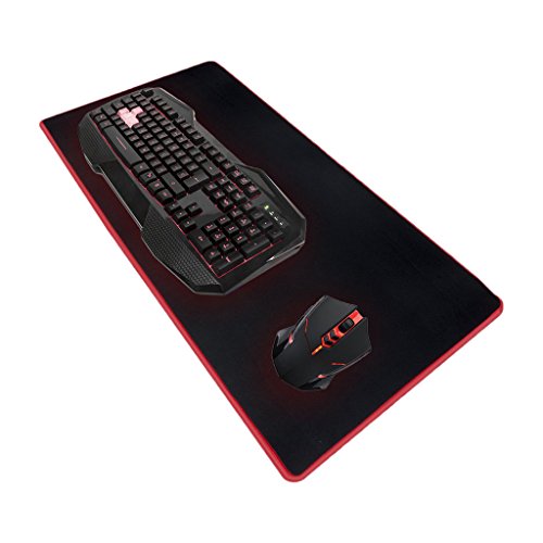 Erinfam Gaming Office Mouse Pad Extra Groß Waterproof Tastatur und Maus Rutschfester Mousepad schwarz und rot
