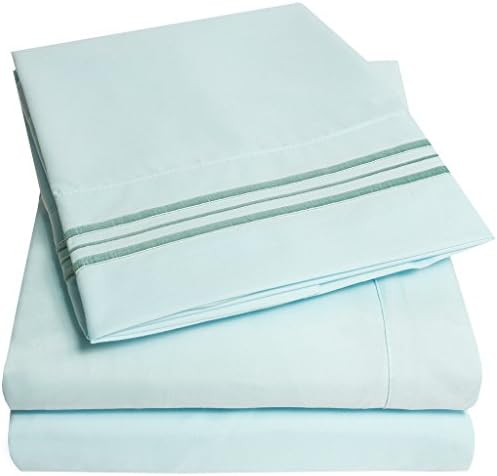 My Sweet Home 1500 Thread Count 4Pc Bed Sheet Set Egyptian Quality Deep Pocket - Queen, Light Blue