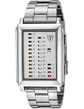 DETOMASO Herrenuhr Quarz Edelstahlgehäuse Edelstahlarmband Mineralglas SPACY TIMELINE 1 Binär Trend weiss/silber...