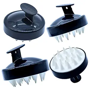 VREENY Hair Scalp Massager Shampoo Brush |Hair Washing Brush Silicone Head for Body Massager Brush | Shampoo Scalp Shower Hairbrush Hair Washing Manual Massager Brush, Black