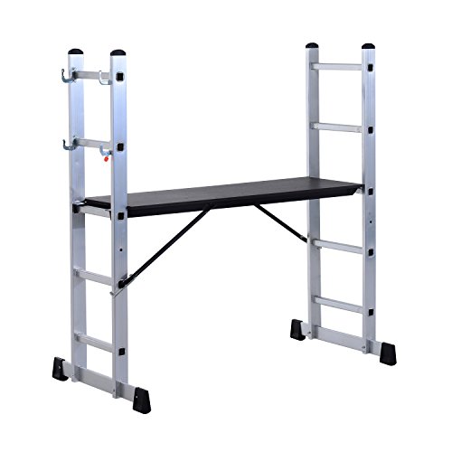 Homcom® 3 in 1 Alu Arbeitsgerüst Leitergerüst Kleingerüst Leiter Gerüst Mehrzweckleiter - 2