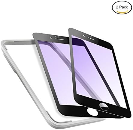 Mimoday for iPhone 6s Screen Protector Tempered Glass Anti Glare Edge to Edge Screen Covers Blue Light Filter with Easy Installation Frame Black (2 Pack)