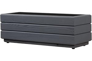 ‎ALFALUX alfalux Pflanzkübel Für Garten Pflanzkasten Für Balkon Blumenkübel Für Fensterbank Blumenkasten Für Terrasse Kräuter-Balkonkasten aus Holz Blumentopf ANTHRAZIT-GRAU 50DES1717AN (50 x 17 x 17 cm)