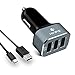 Price comparison product image Car Charger, Kinps 7.2A/36W 3 Port with Smart ID Technology for IPhone 6s,iphone SE and Galaxy S7 and more