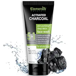 Elemensis Naturals Charcoal Face Wash with niacinamide For Cleansing Oil & Dirt Removal For All Skin Types, Fights Anti-Pollution and Prevents Pimples, Acne, Oil Control Face Wash For Men & Women, 100ml