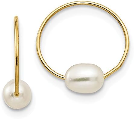 14ct Yellow Gold Polished Endless Hoop with Freshwater Cultured Pearl Earrings Measures 11x11mm Jewelry Gifts for Women
