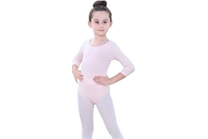 Soudittur Enfant Fille Justaucorps de Danse Classique Manche 3/4 Courtes Gymnastique Leotards Bodysuit Costume Dancewear