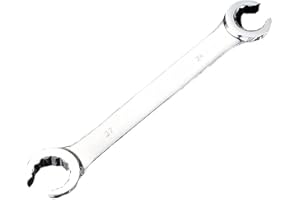 SENRISE Llave de tuerca acampanada, 1 unidad, llave de anillo abierto de doble extremo, llave de tubo de freno, métrica para reparación del hogar y automóviles (24 x 27 mm)
