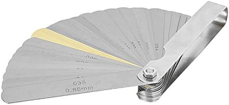 32 Pages Stainless Steel Foldable Dual Marked Metric and Imperial Feeler Gauge Gap Measuring Tool 0.04 – 0.88 mm Gap Size 0.0015 0.035 Inch