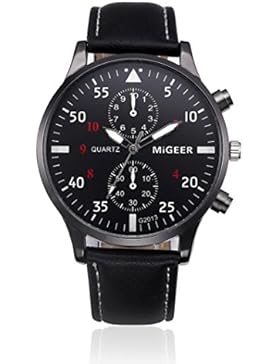 Coolster Herren Business Retro Design Lederband Armbanduhr (Schwarz)