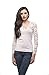 Hollywood Star Fashion Women's V-Neck Long Sleeve Top With Lace On Sleeves Small White