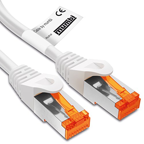 mumbi 1m Cat.6 Ethernet Lan Netzwerkkabel - Cat.6 FTP (RJ-45) 1 Meter Kabel in weiss