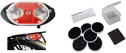 Alpha Plus XH49 Rear LED Bike Light Pannier Rack Mount With Raleigh Glueless Puncture Patch Kit