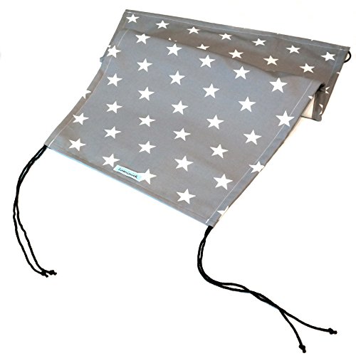 Edles Sonnensegel (grau) mit weissen Sternen für den Kinderwagen mit UV-Schutz, Sonnenschutz, universell passend - 5