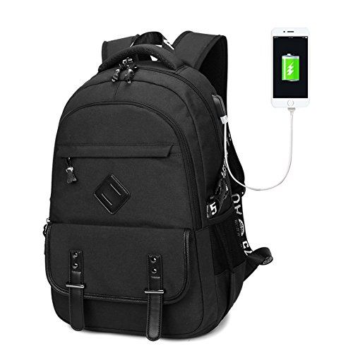 Herren Damen schlank Laptop Rucksack 15 6 Zoll Business Rucksack leichte wasserdicht Schulter Notebook Rucksack mit USB-Port  20L  schwarz A 
