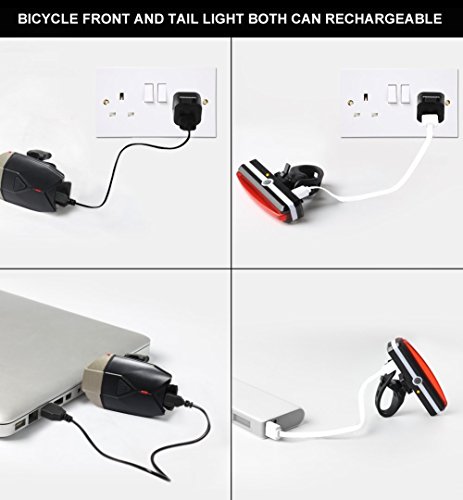 YaFex LED Fahrrad Lichter Set USB Wiederaufladbare Fahrradbeleuchtung 3-6 Licht-Modi Wasserdicht Outdoor Fahrradlampe - 3