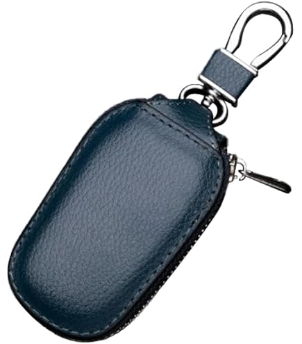 Leder-Etui Für Autoschlüssel Mit Reißverschluss - Hochwertiges Rindsleder, Wasserdicht, Metall-Verschluss (Kaffee)