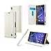 Produktbild Sony Xperia Z3 Hülle, Kecko® Modische Zart Leder Schale [Standfunktion und Kartenfacher] Handytasche Brieftasche Etui Schutz [Built-in Card Slots] Leather Case Hülle für Sony Xperia Z3 + Eingabestift Stylus Pen - Weiß