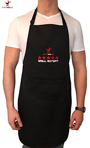 STAR-BBQ Grillschürze für Männer und Frauen, schwarz