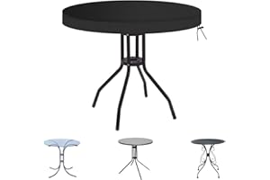 OFFCUP Funda de Mesa Exterior Redonda Impermeable, Durabilidad Tela Oxford 420D Funda Protectora Muebles Jardin, Anti-UV Resistente al Viento Cubierta para Mesa de Patio (Ø106x10cm)