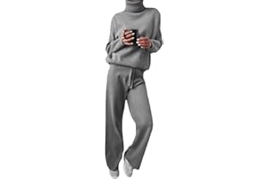 Minetom Tuta da Ginnastica Donna Tute Pullover a Collo Alto Maglione + Pantaloni Set Training Sportivo a Maglia Completo Sportswear 2 Pezzi