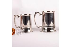 FRANQUIHOGAR - Jarras de Cerveza de Acero Inoxidable con Asa - Estilo Medieval Ligero y Resistente - Ideal para Amantes de la Cerveza, Jarra Mediana, Jarra Pequeña