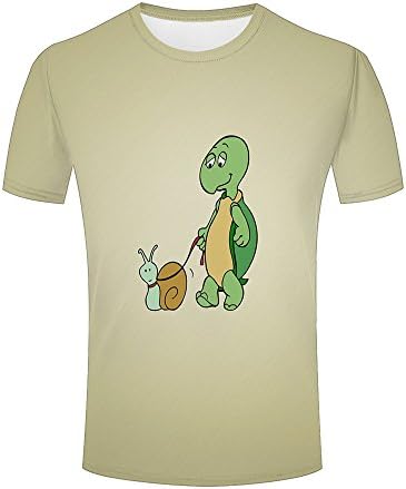 ouzhouxijia Mens Casual 3D Print Short Sleeve T-Shirts Cartoon Little Turtle and Snail Graphic Couple Tees S
