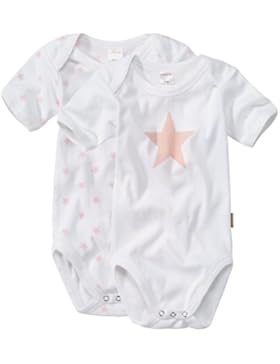 wellyou, Doppelpack Baby Body - Kinder Body Kurzarm, rosa-weiß mit Sternen, für Jungen und Mädchen, Feinripp 100%...