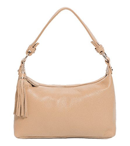 SAIERLONG Women's Tote Single Shoulder Bag Handbag Khaki Cow Leather