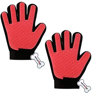 Petlicious & More Grooming Glove with Long and Short Fur for Dog and Cat (Color May Vary) - Pack of Two Gloves