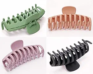 Glamifirsto Hair Claw Clips, Large Big Nonslip Hair Clips, Strong Hold Matte Hair Clamps, Hair Jaw Clips for Women Girls Thick Thin Long Hair, 4.33inch 4 Pack